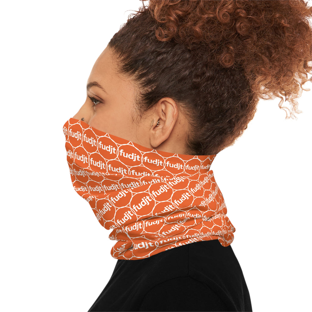 Orange & White fudjt Unbroken Chain 1.25 Neck Gaiter