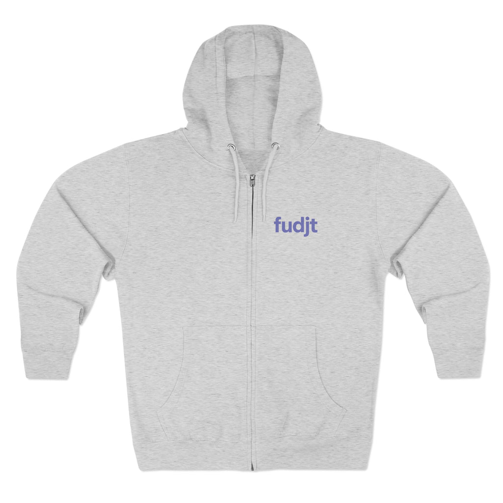 Zip Hoodie with Bigfoot Rising Backside + Light Blue fudjt on Front | 8 Colors