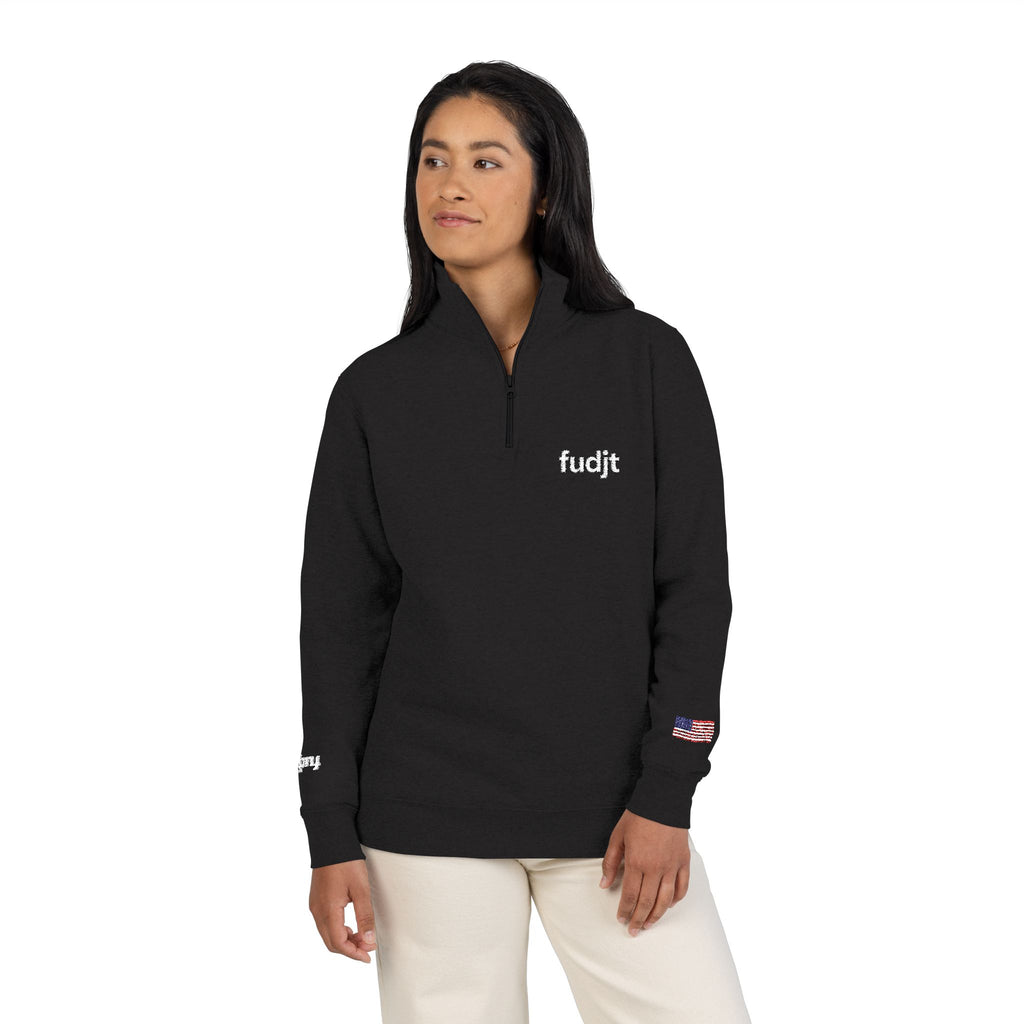 fudjt Rebel Loon Naturescape Embroidered Quarter-Zip Fleece Pullover | Black