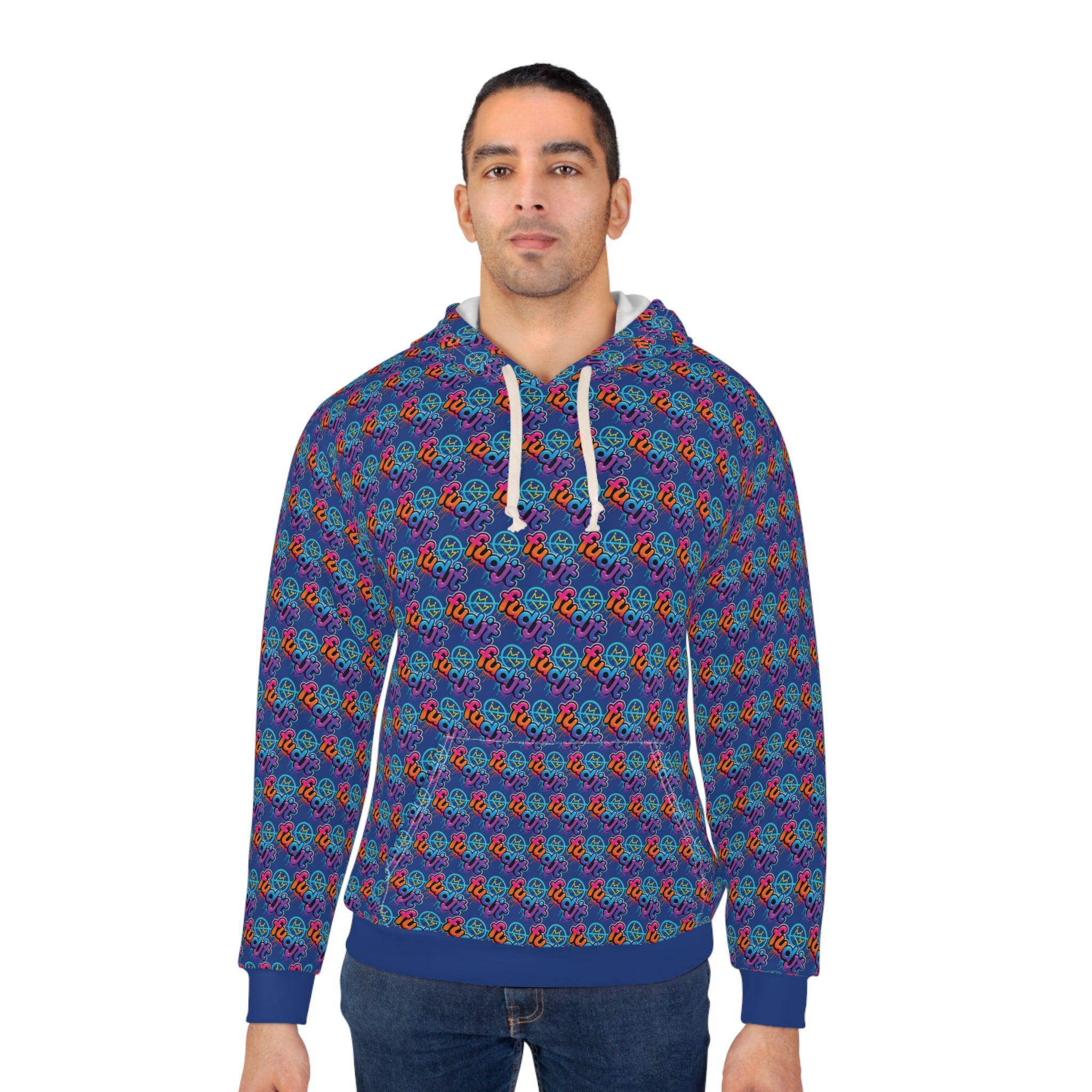 fudjt No Kings Clown Town Hoodie | All Over Dark Blue Stagger Lee 2.5-45