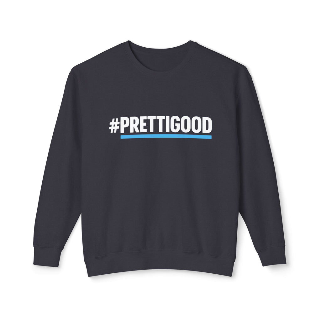 #PrettiGood Crewneck Sweatshirt — Blue Star Graphic Backside, Premium Casual Pullover | 7 Colors