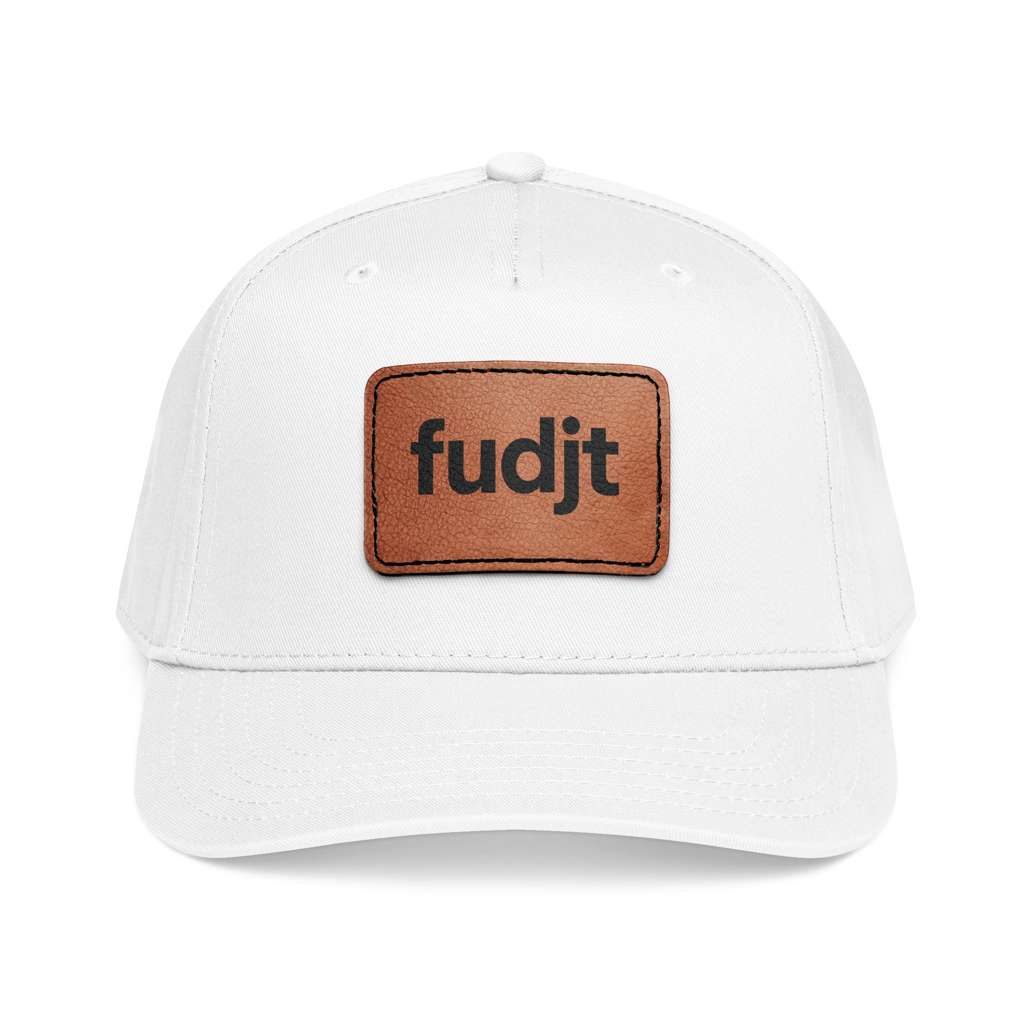 fudjt Leather Patch Baseball Cap — Mid Profile Trucker Hat | 14 Solid Colors