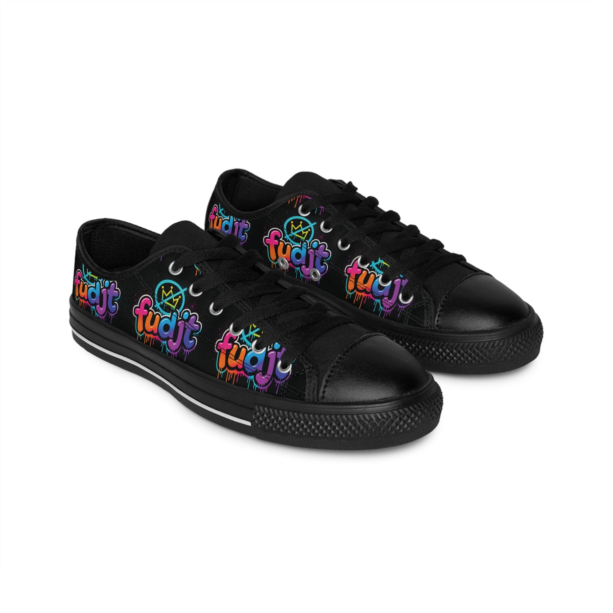 fudjt No Kings Clown Town Street Style Sneakers | Men & Boys Black All Over Low Top