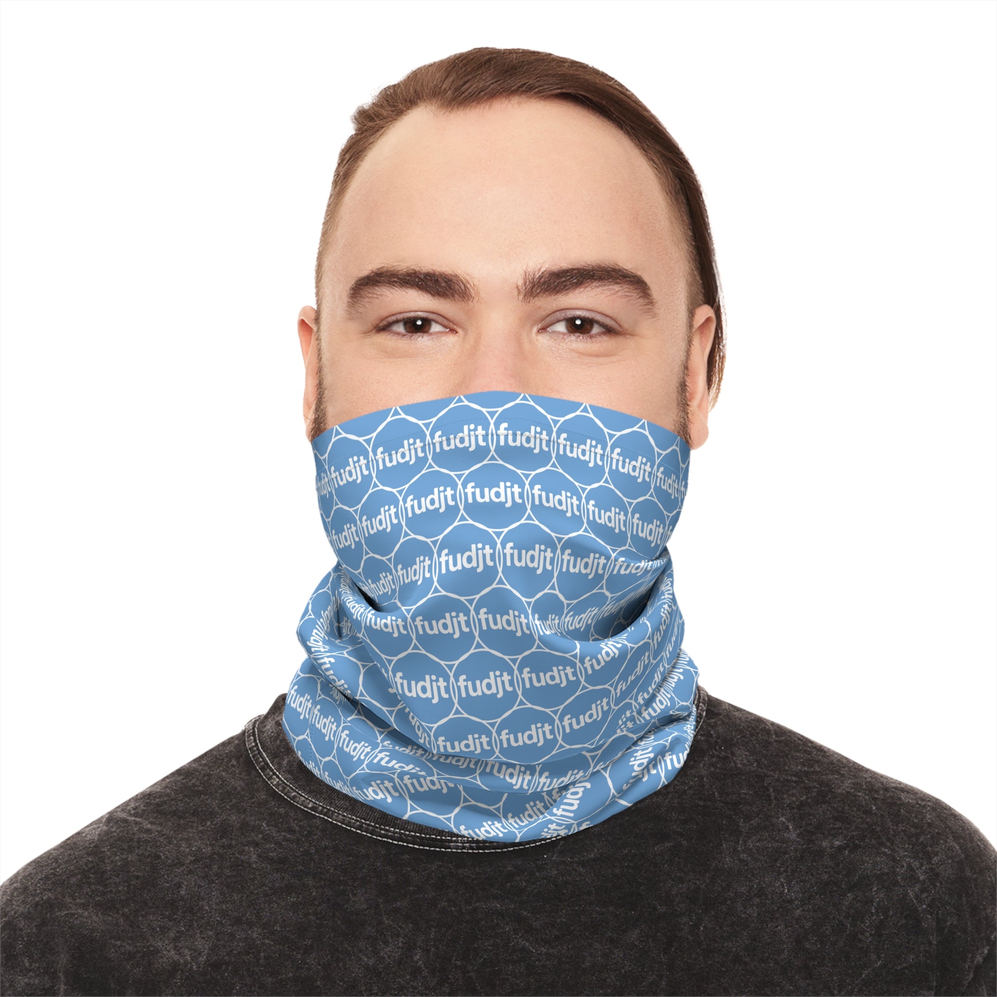 Light Blue & White fudjt Unbroken Chain 1.25 Neck Gaiter
