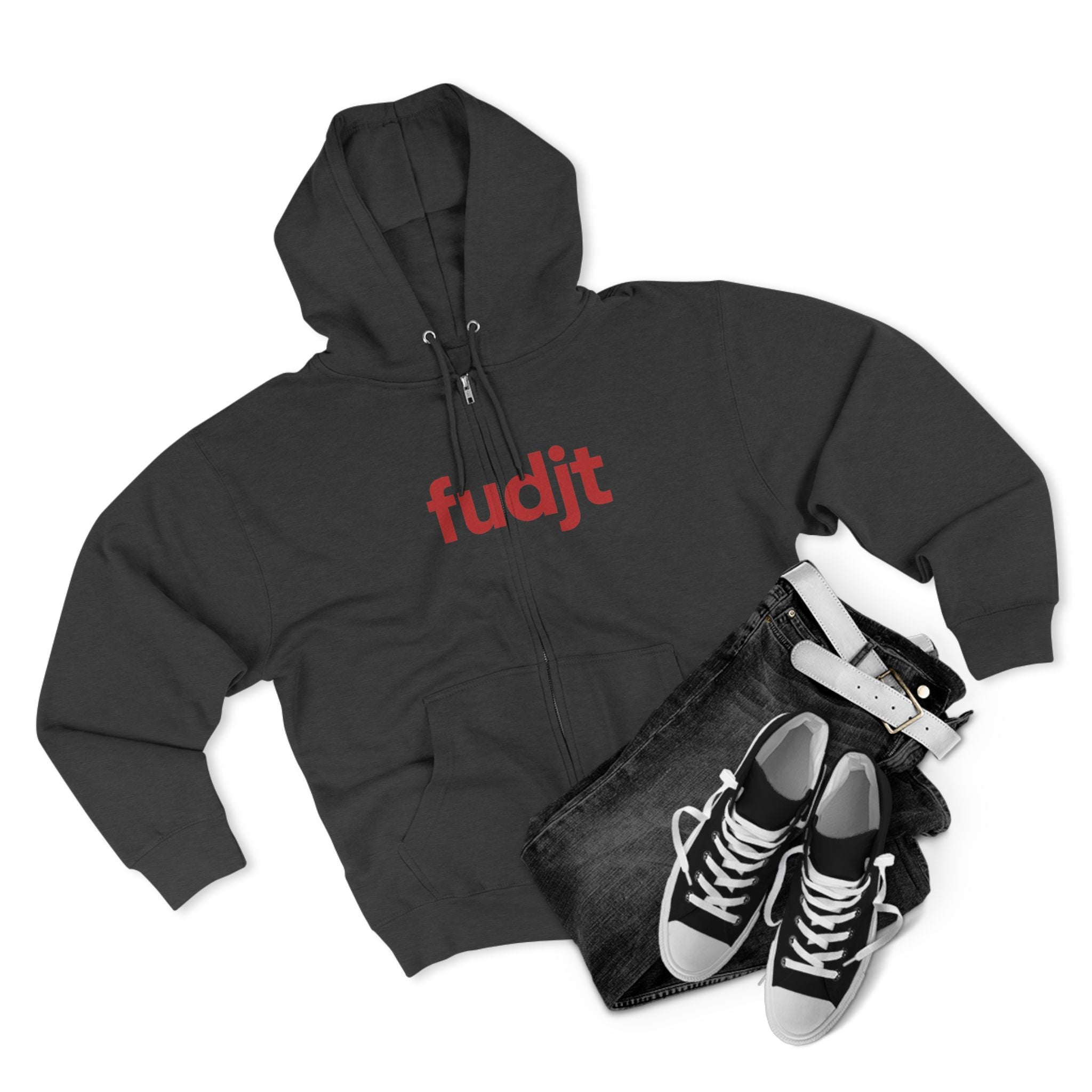 Zip Hoodie with Red fudjt Design | Cozy Everyday Comfort | 8 Colors