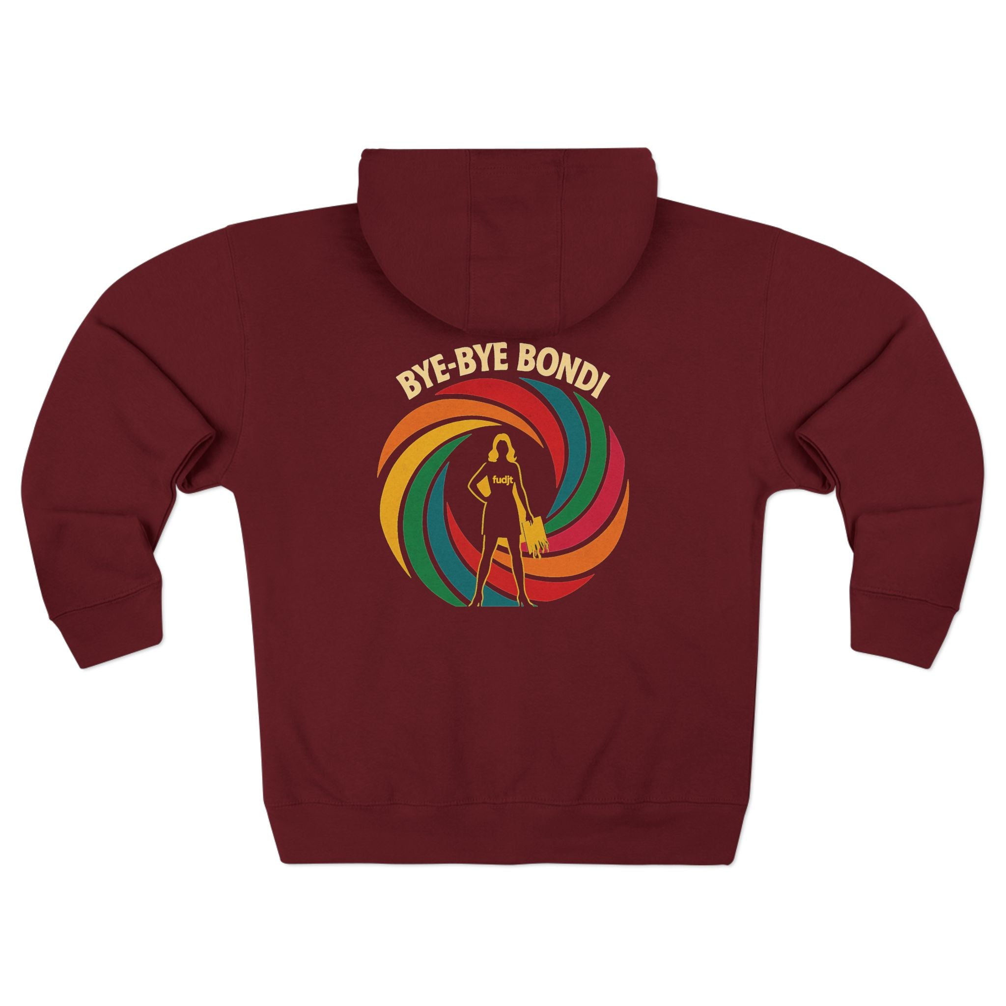 Bye-Bye Bondi Spiral Baddie fudjt Zip Hoodie | Front & Back Graphic | 5 Colors