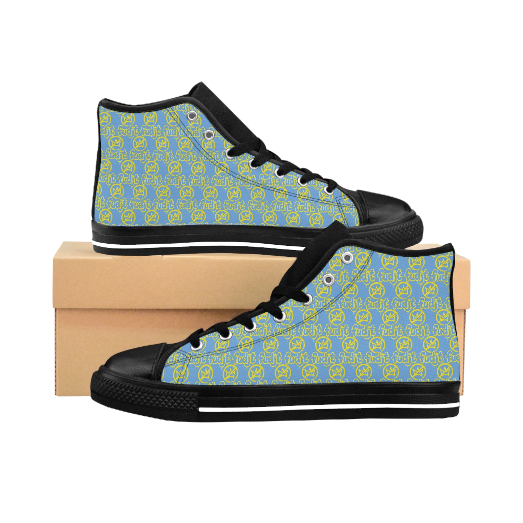 Light Blue Golden fudjt No Kings Street Style Sneakers | Men & Boys 1 High Top