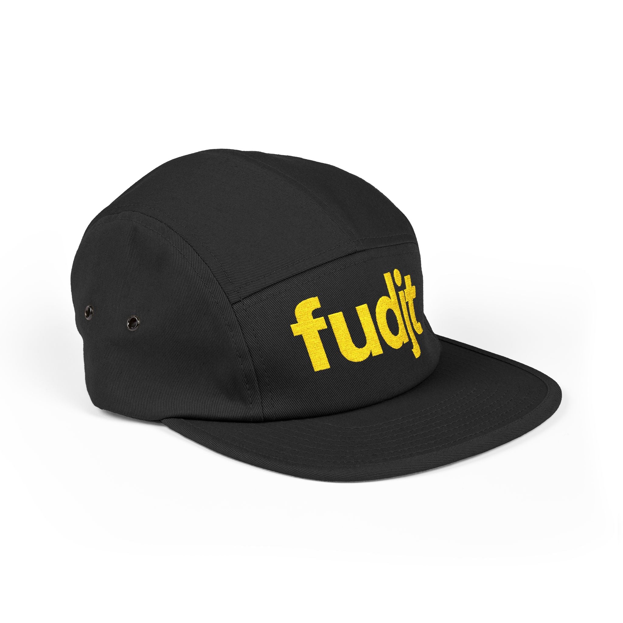 Embroidered 5 Panel Cap - Gold fudjt Logo - 7 Colors