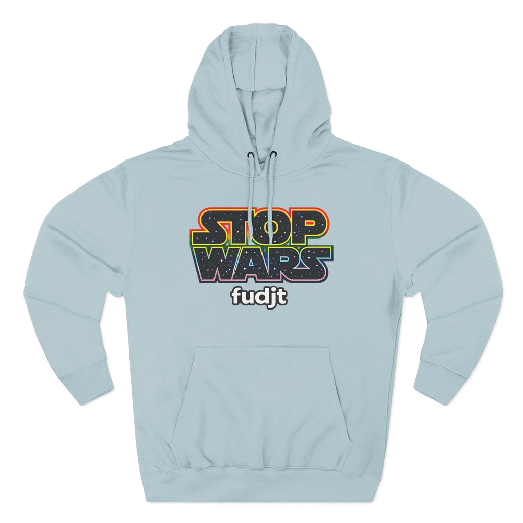 fudjt Stop Wars Hoodie – Premium Fleece Pullover with Retro Protest Graphic, White fudjt | 15 Colors
