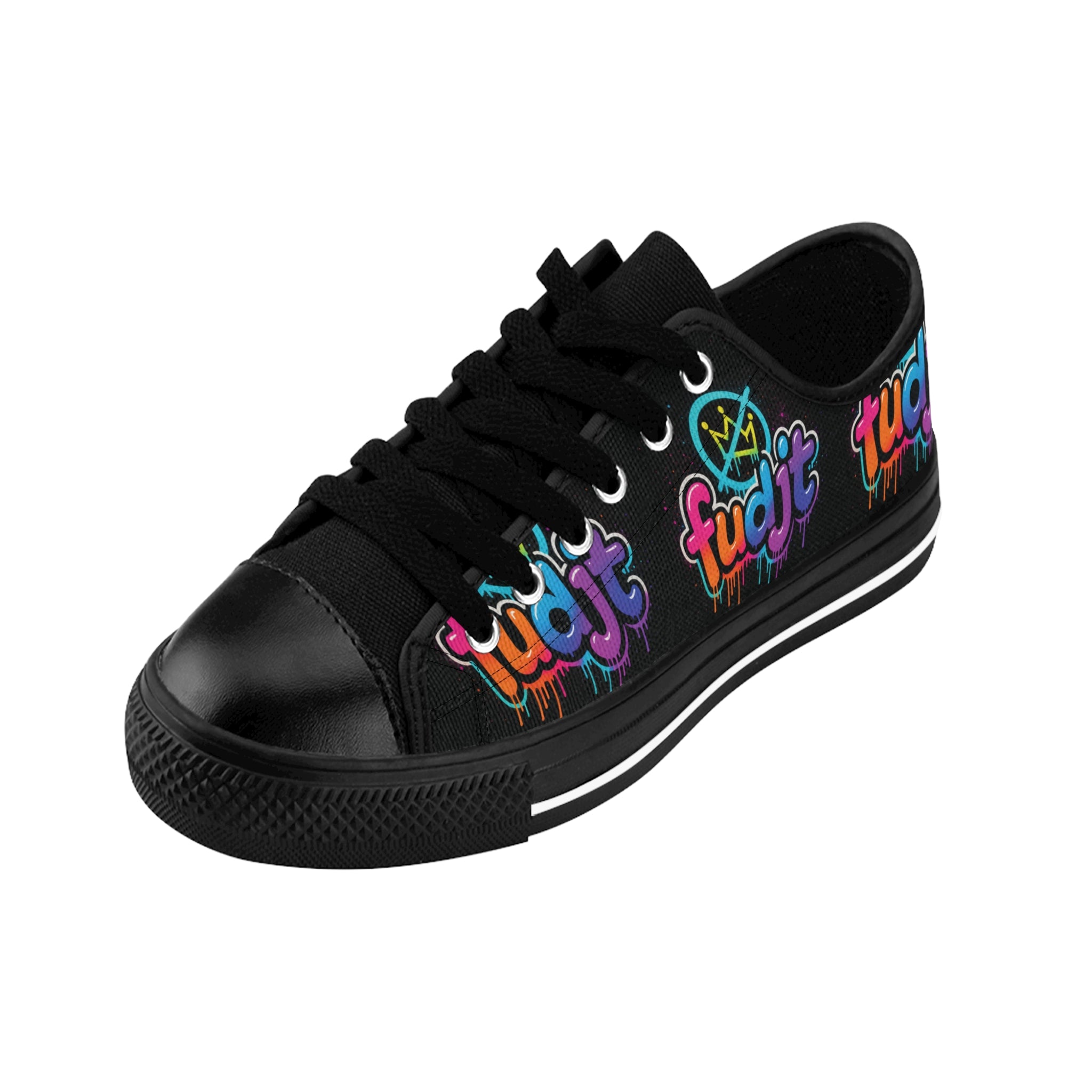 fudjt No Kings Clown Town Street Style Sneakers | Men & Boys Black All Over Low Top