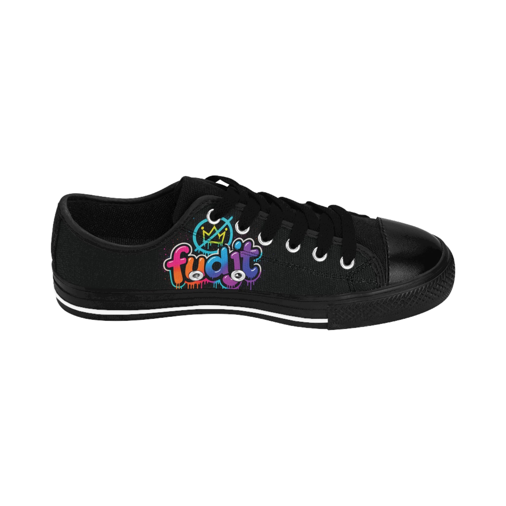 fudjt No Kings Clown Town Street Style Sneakers | Women & Girls Black Low Top