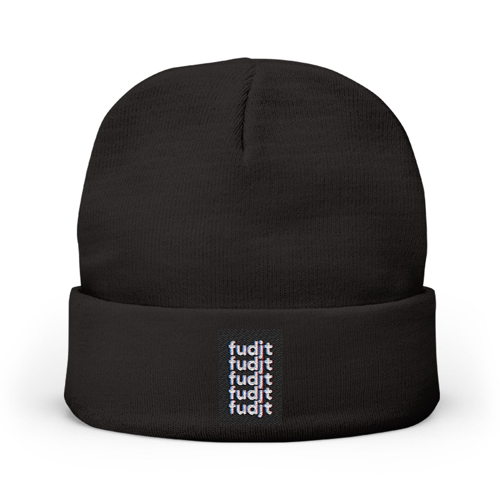 Stacked fudjt Knit Beanie | Black White Embroidery | 6 Colors