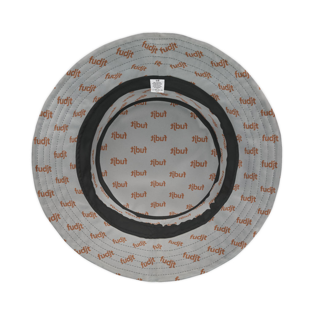 Trendy Brown fudjt All Over on Light Gray Bucket Hat