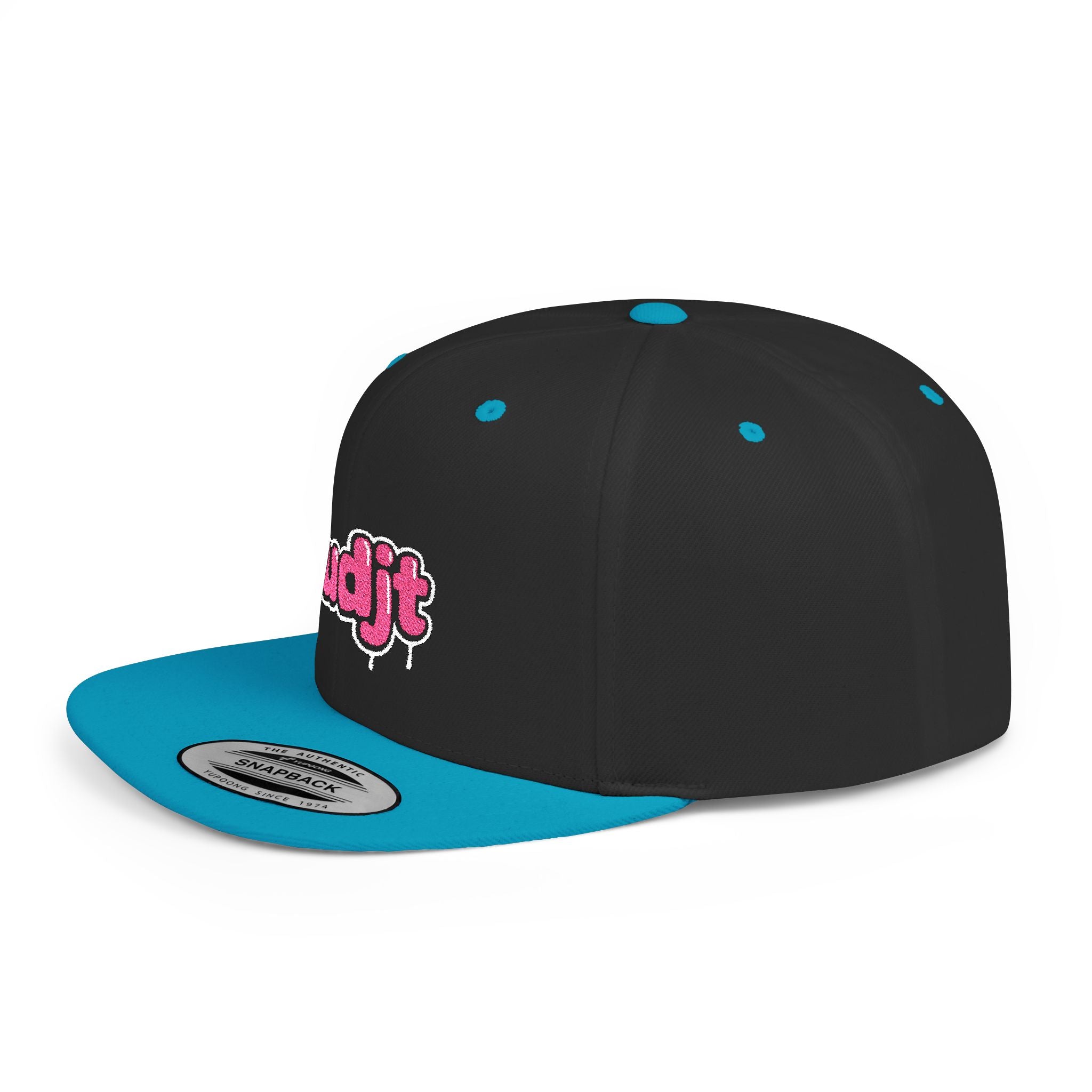 fudjt Flat Bill Snapback Hat | Pink Drip Embroidery |  13 Colors