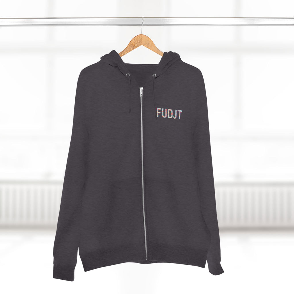 FUDJT Glitch Zip Hoodie | Front Left & Stack Back | 7 Colors