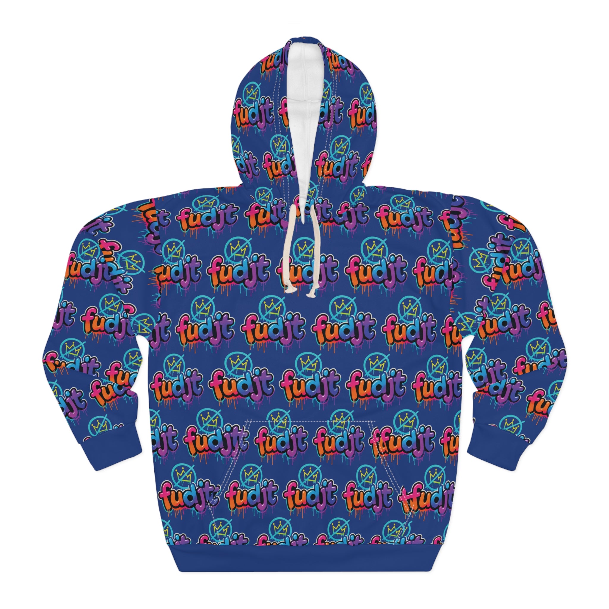 fudjt No Kings Clown Town Hoodie | All Over Dark Blue 5