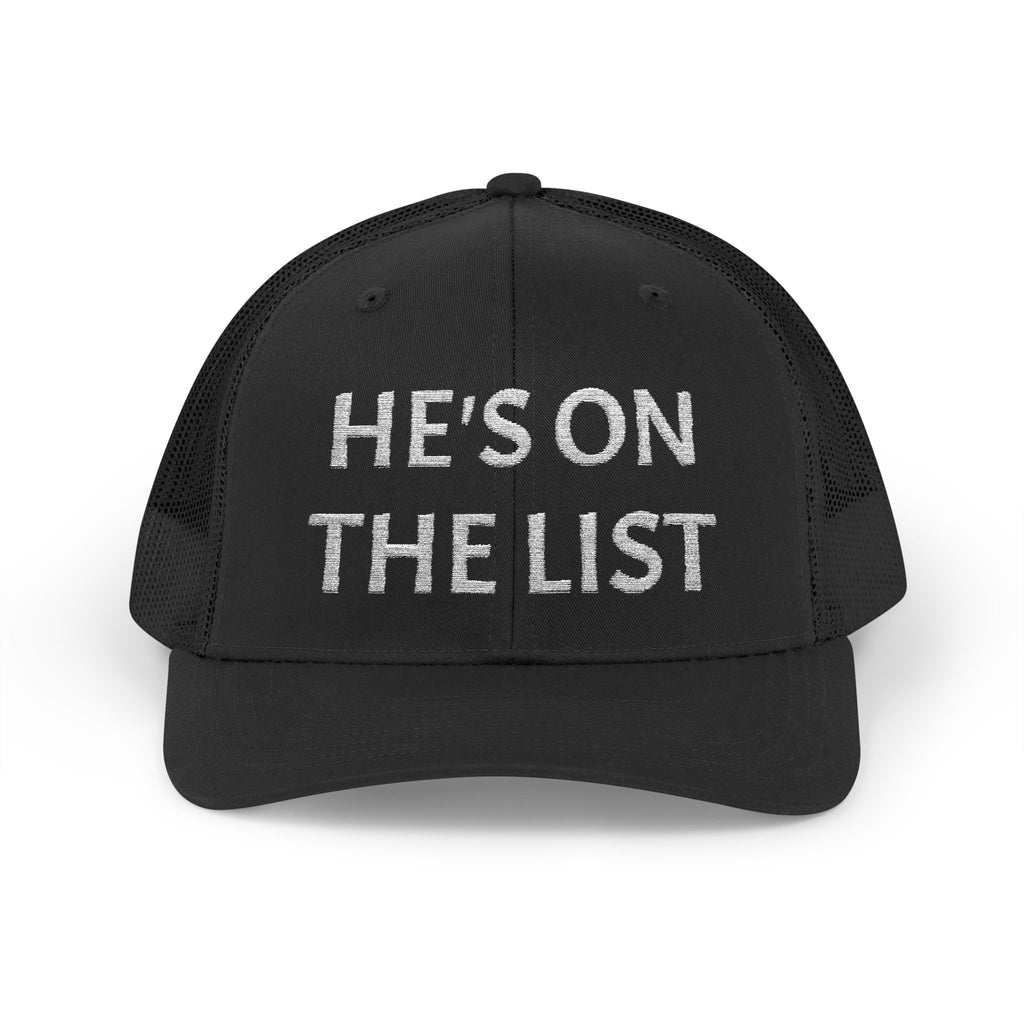 He's on the List | White Embroidered Fudjt Snapback Trucker Cap in 6 Colors | Trending Now