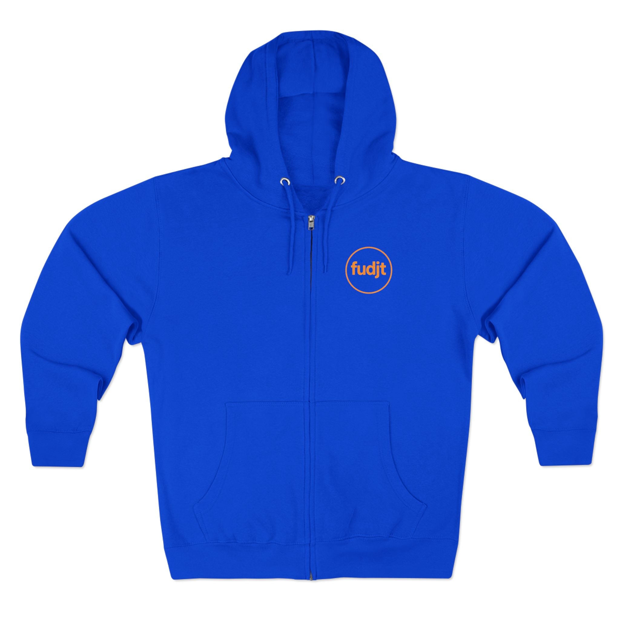 Orange fudjt Circle Zip Hoodie | Front & Back Graphic | 8 Colors
