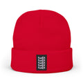 Stacked fudjt Knit Beanie | Black White Embroidery | 6 Colors