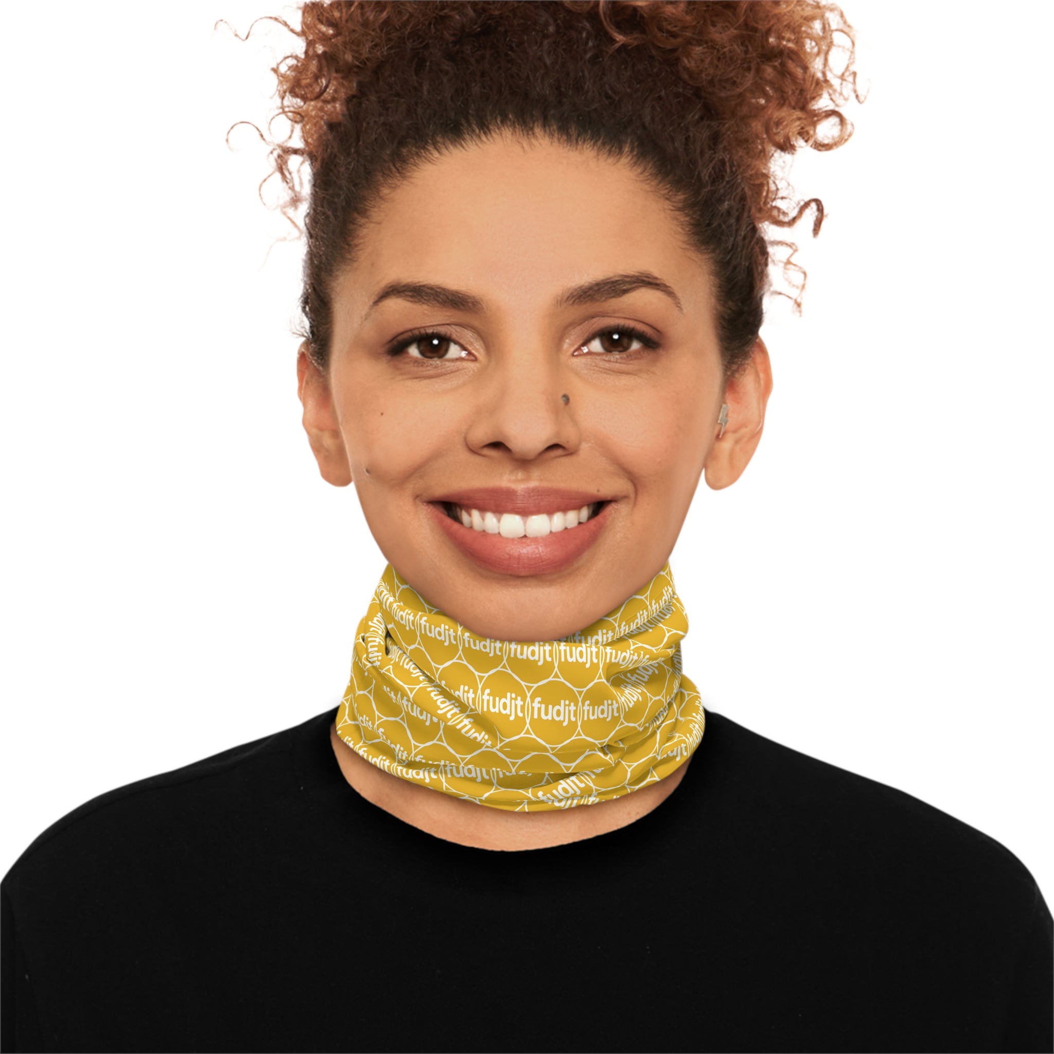 Yellow & White fudjt Unbroken Chain 1.25 Neck Gaiter