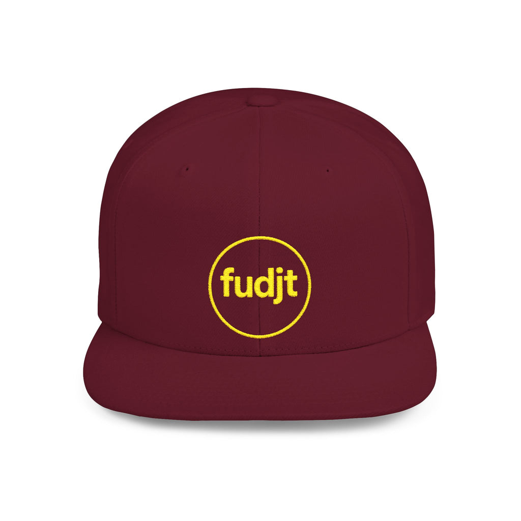 fudjt Circle Flat Bill Snapback Hat | Golden Yellow Embroidery |  14 Colors