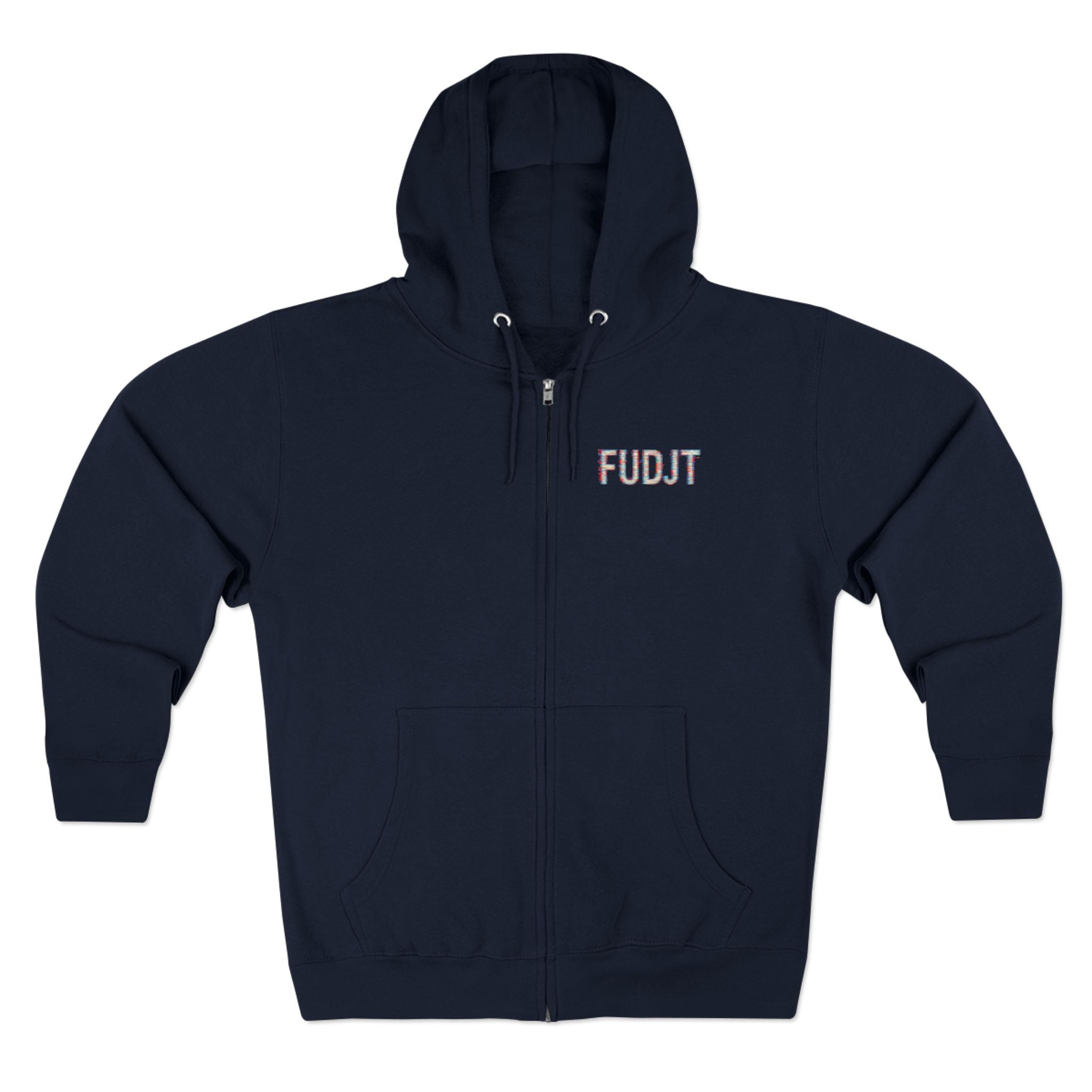 FUDJT Glitch Zip Hoodie | Front Left & Stack Back | 7 Colors