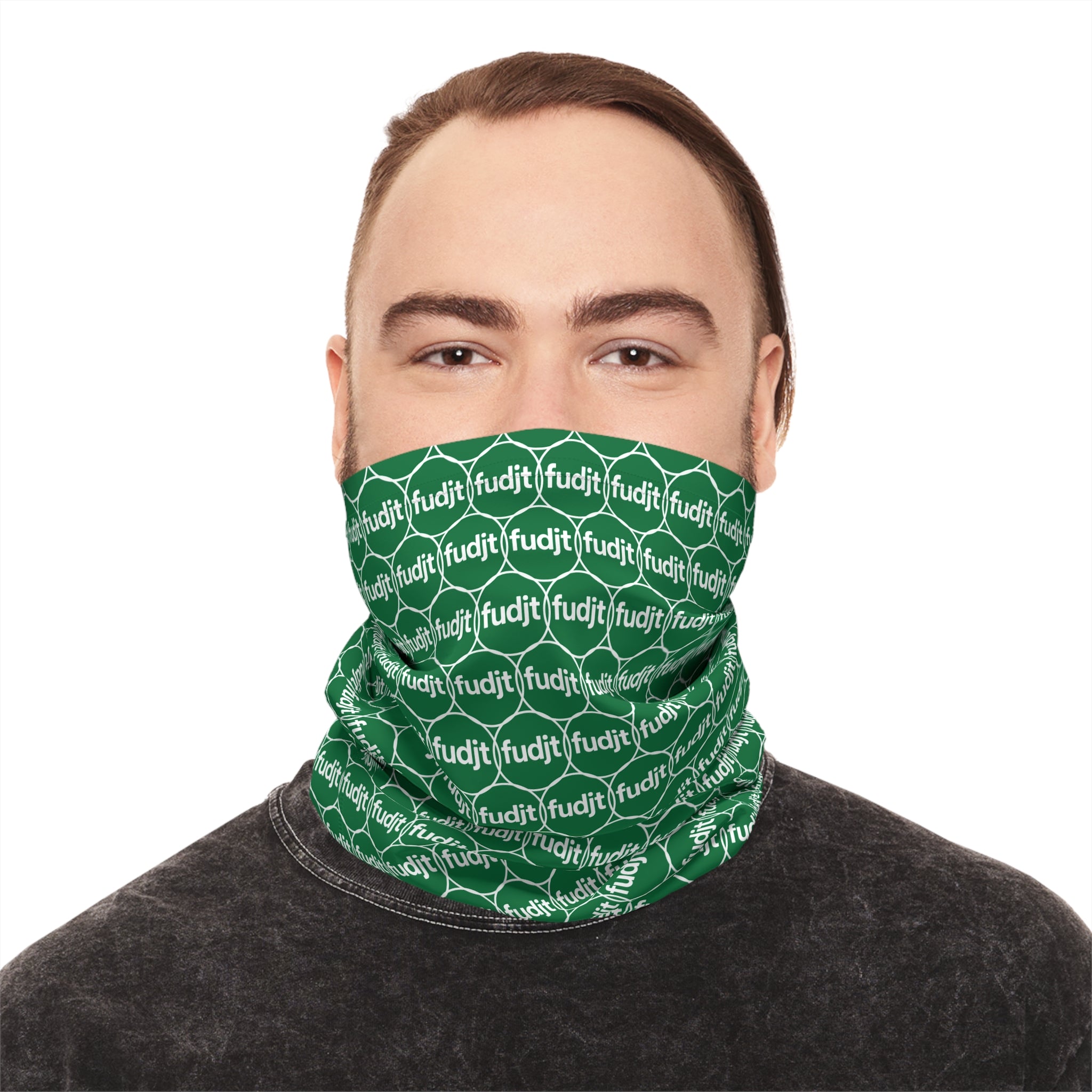 Dark Green & White fudjt Unbroken Chain 1.25 Neck Gaiter