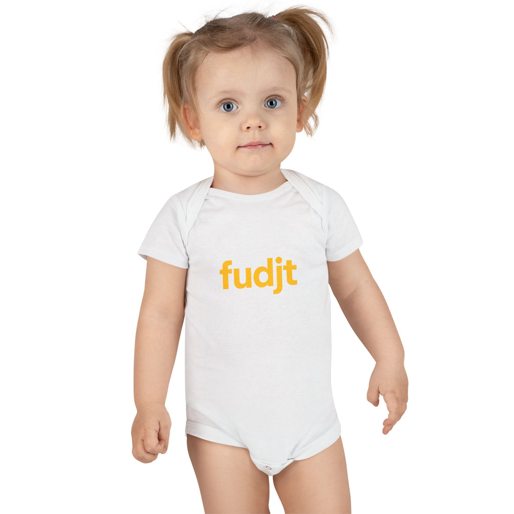 Organic Baby Onesie - Gold fudjt design