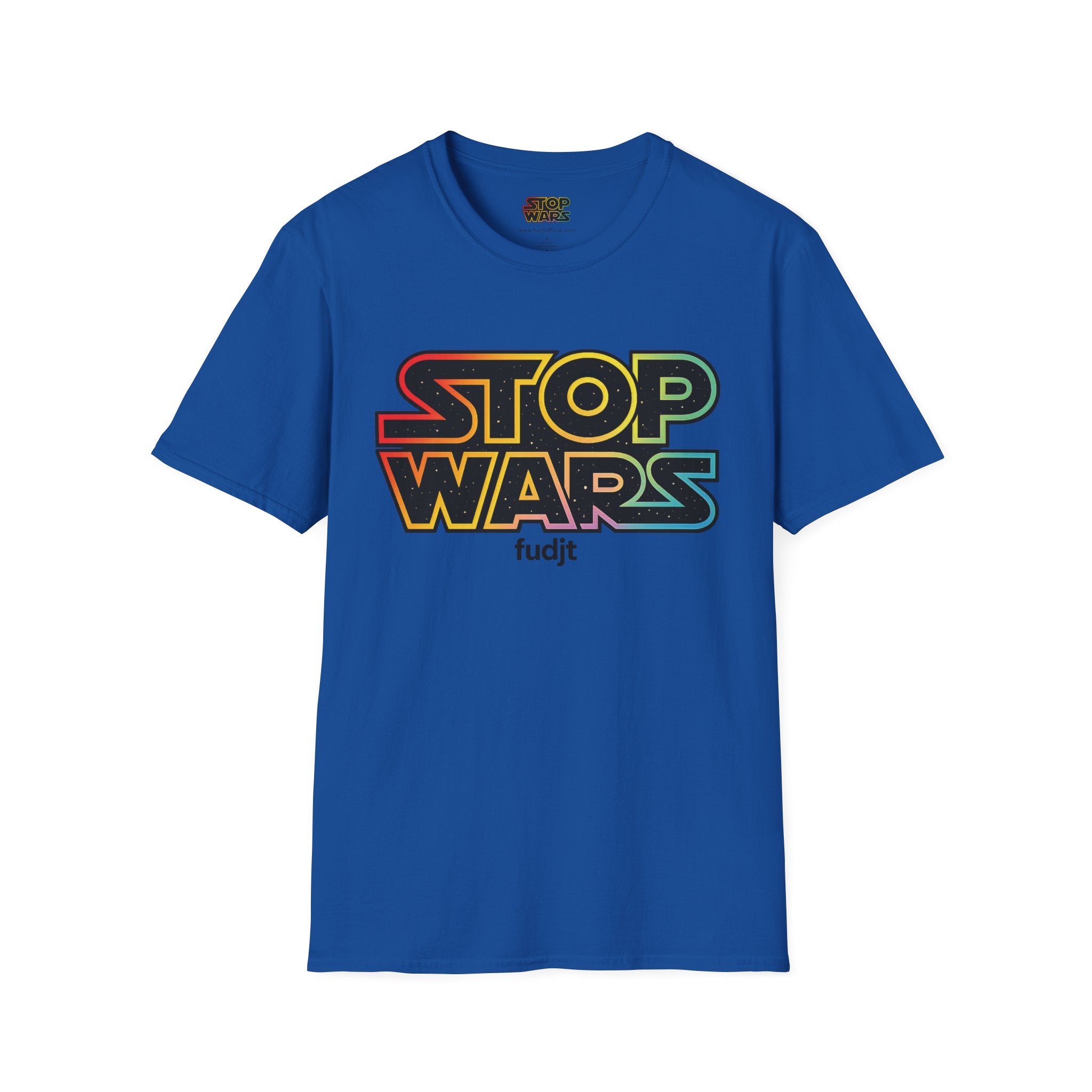 fudjt "STOP WARS" Retro Rainbow Anti-War Everyday Soft & Stylish Tee | Black fudjt | 7 Colors