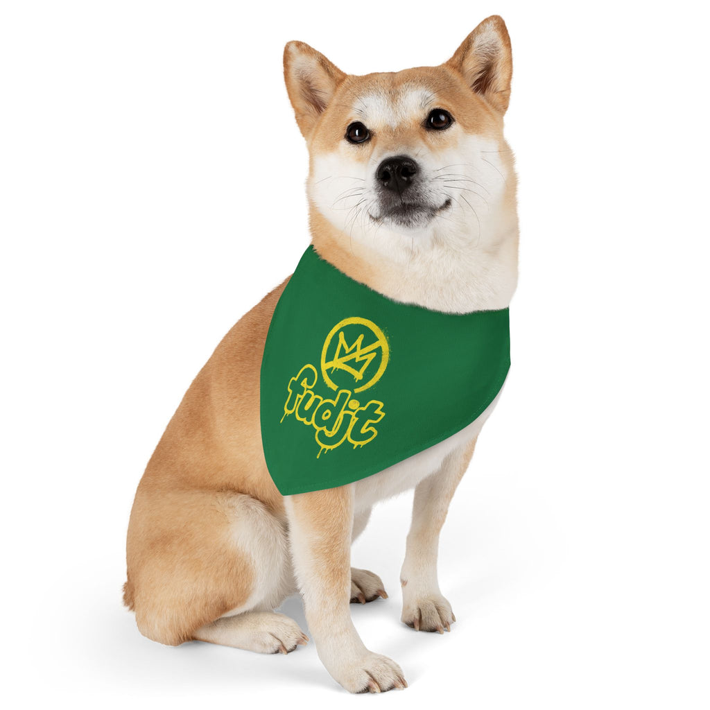 Dark Green Golden fudjt No Kings Bandana Collar for Dogs, Cats & More | 4 Sizes