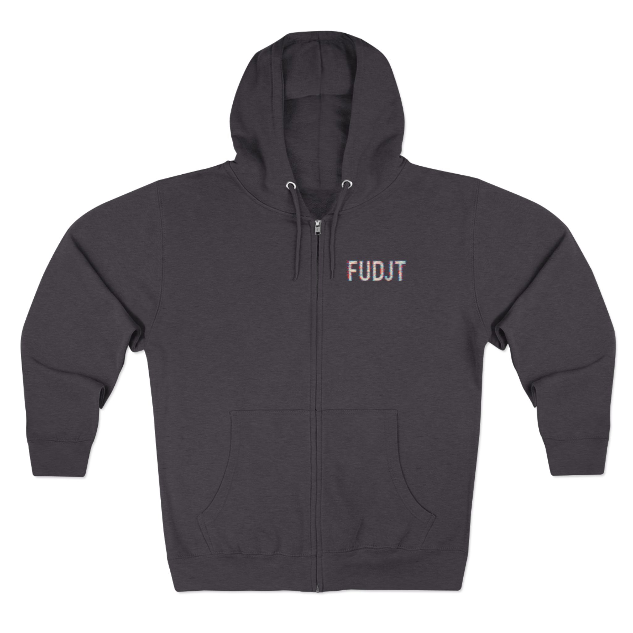 FUDJT Glitch Zip Hoodie | Front Left & Stack Back | 7 Colors