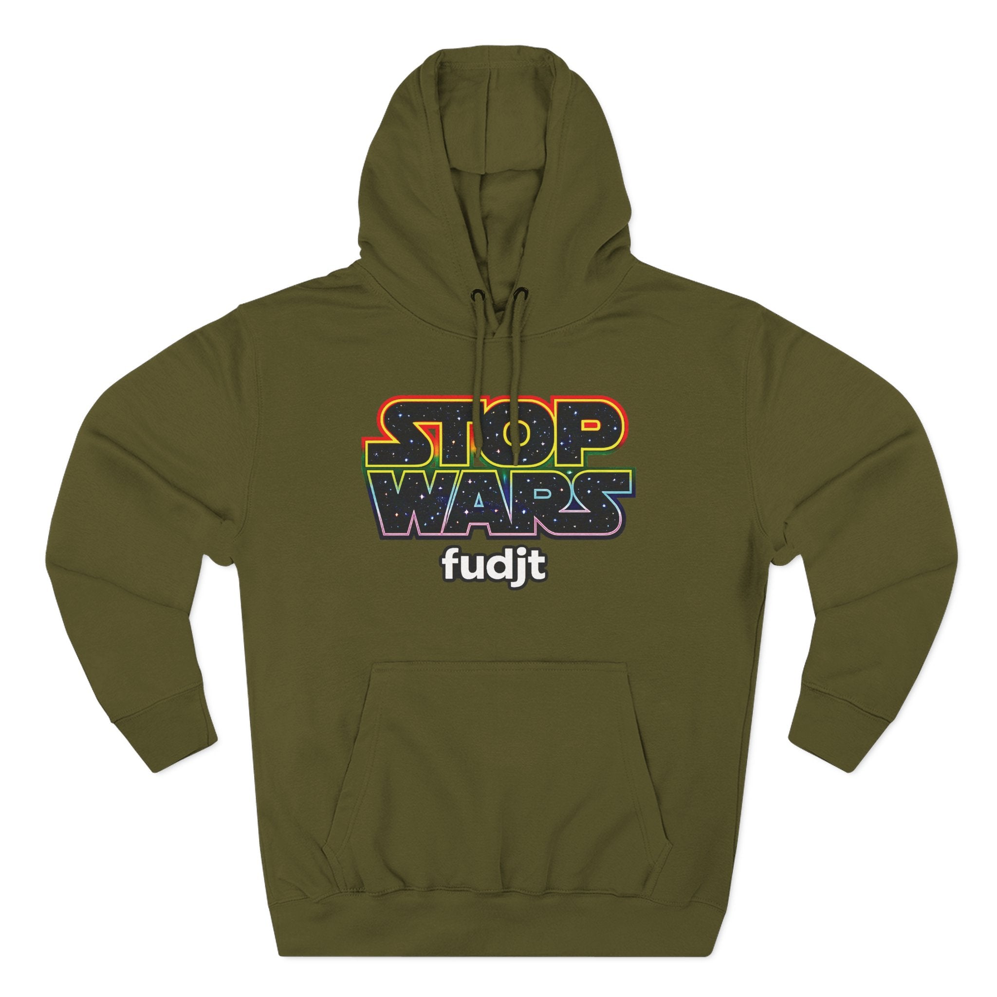 fudjt Stop Wars Hoodie – Premium Fleece Pullover with Retro Protest Graphic, White fudjt | 15 Colors