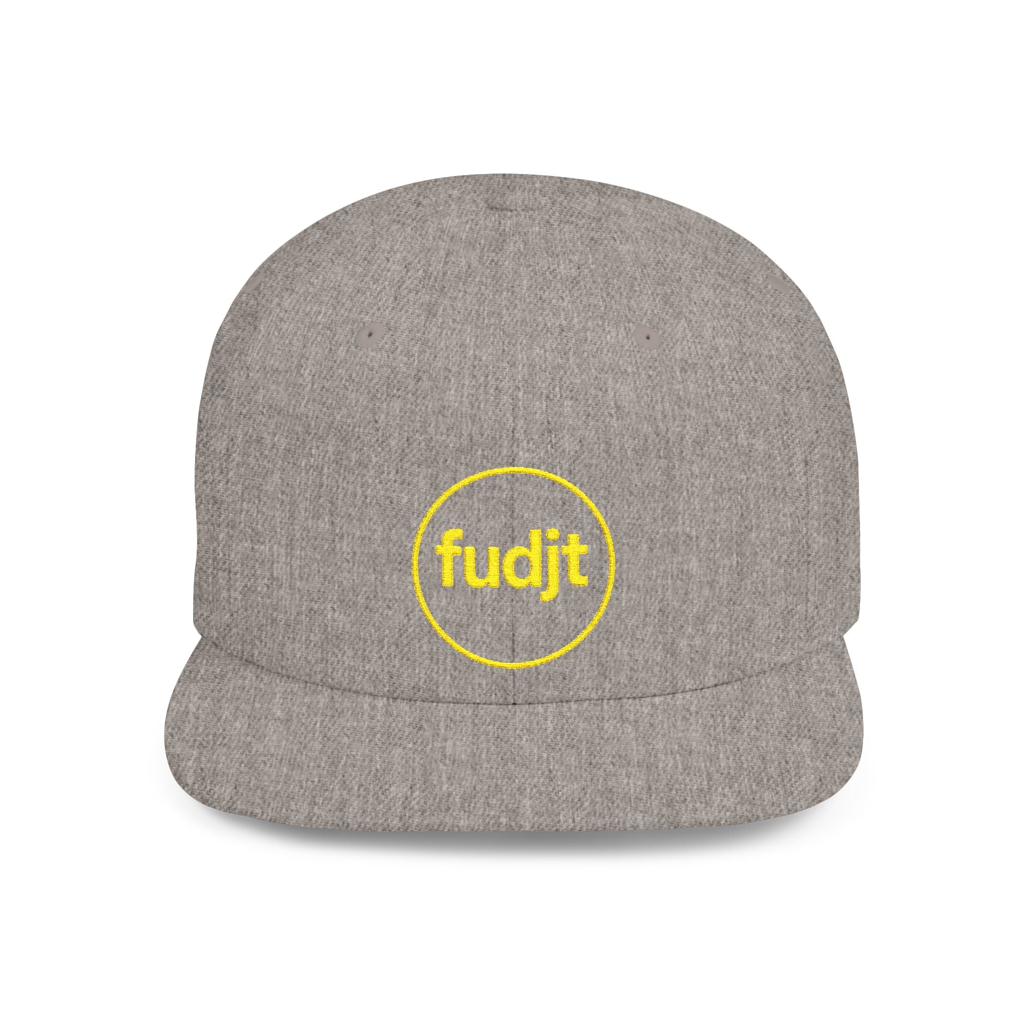 fudjt Circle Flat Bill Snapback Hat | Golden Yellow Embroidery |  14 Colors