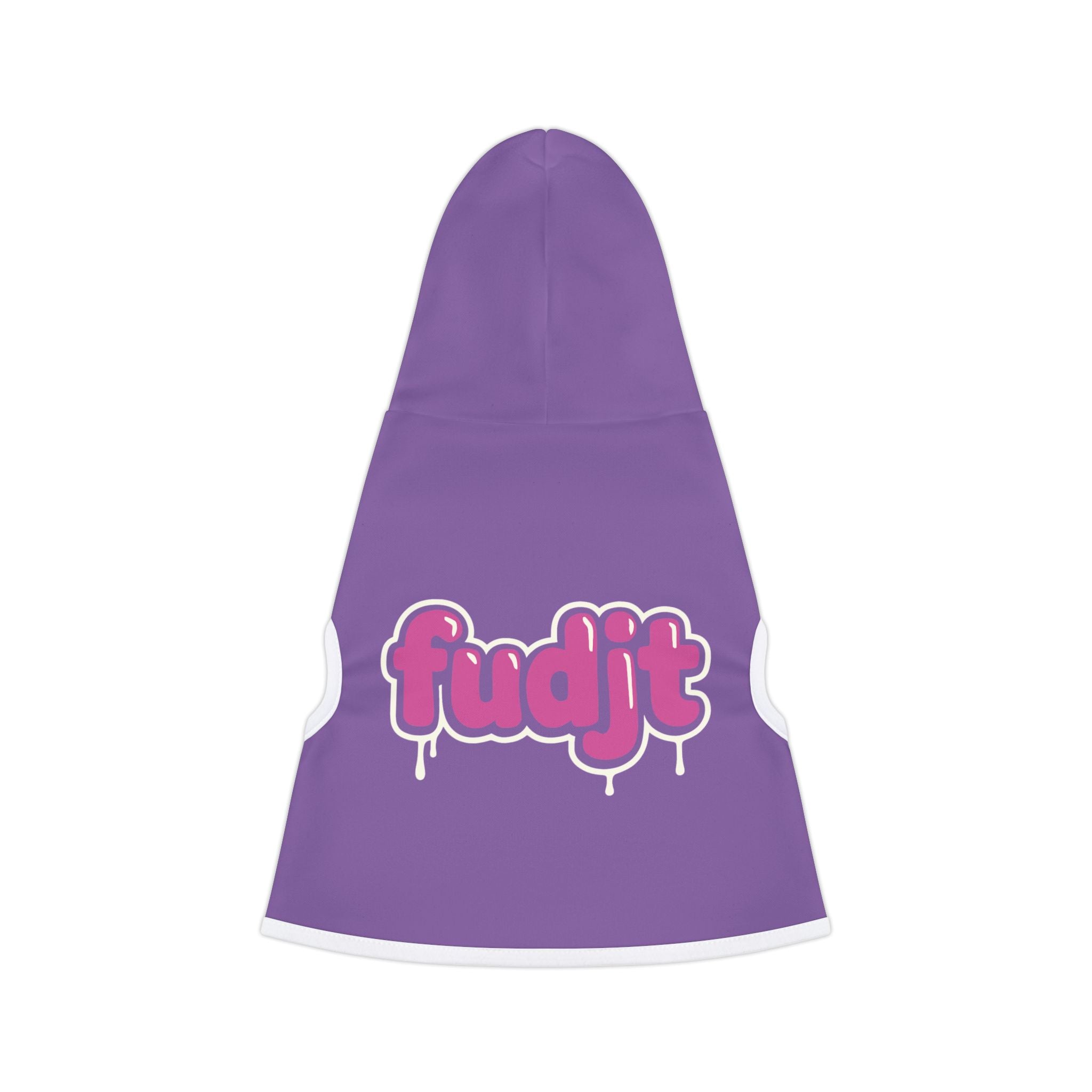Light Purple fudjt Pet Hoodie with Pink Drip Design