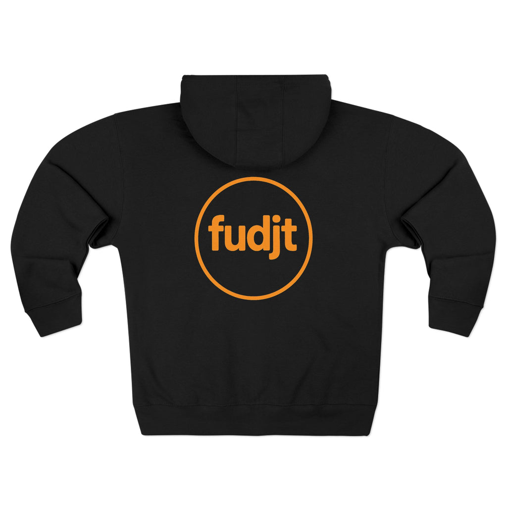 Orange fudjt Circle Zip Hoodie | Front & Back Graphic | 8 Colors