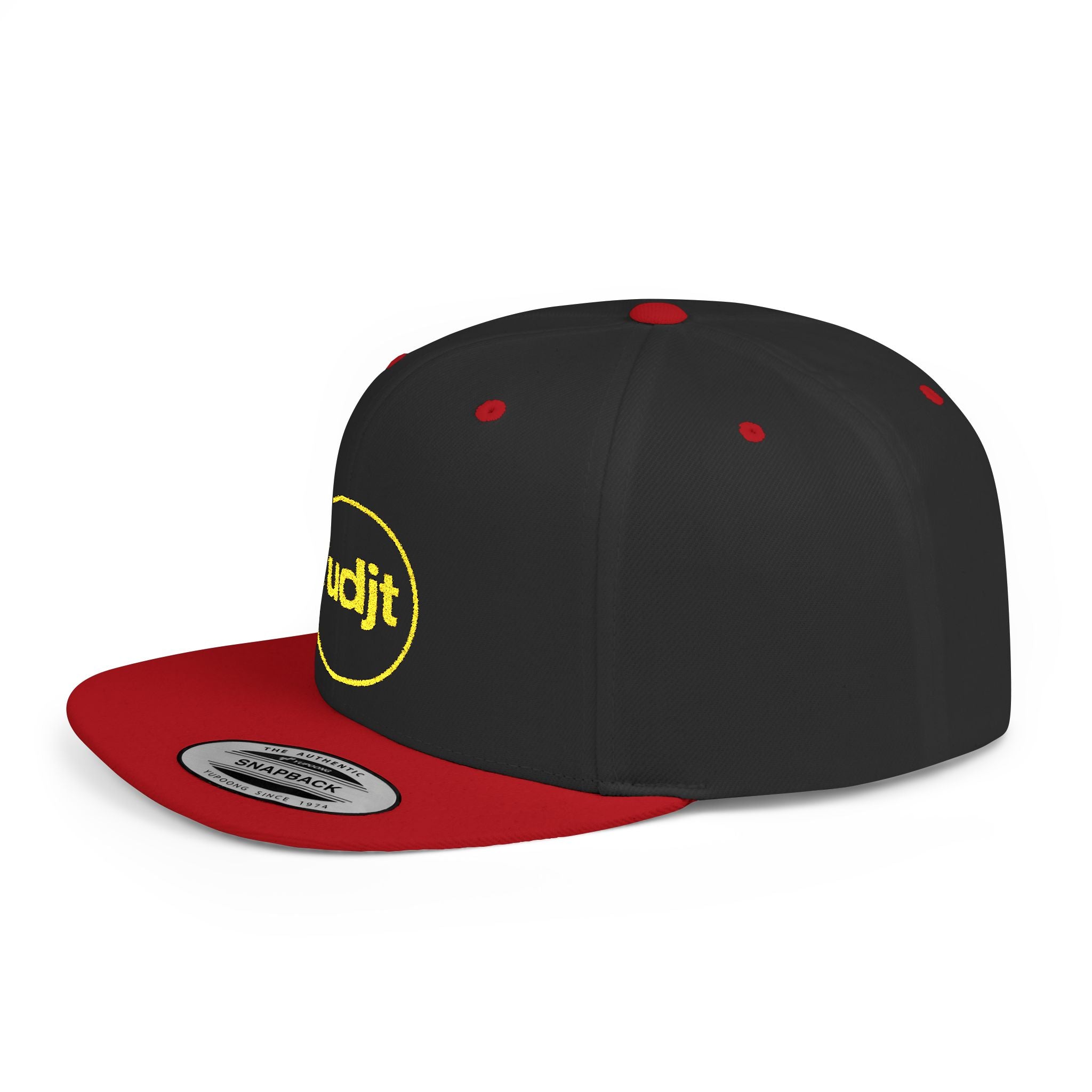 fudjt Circle Flat Bill Snapback Hat | Golden Yellow Embroidery |  14 Colors