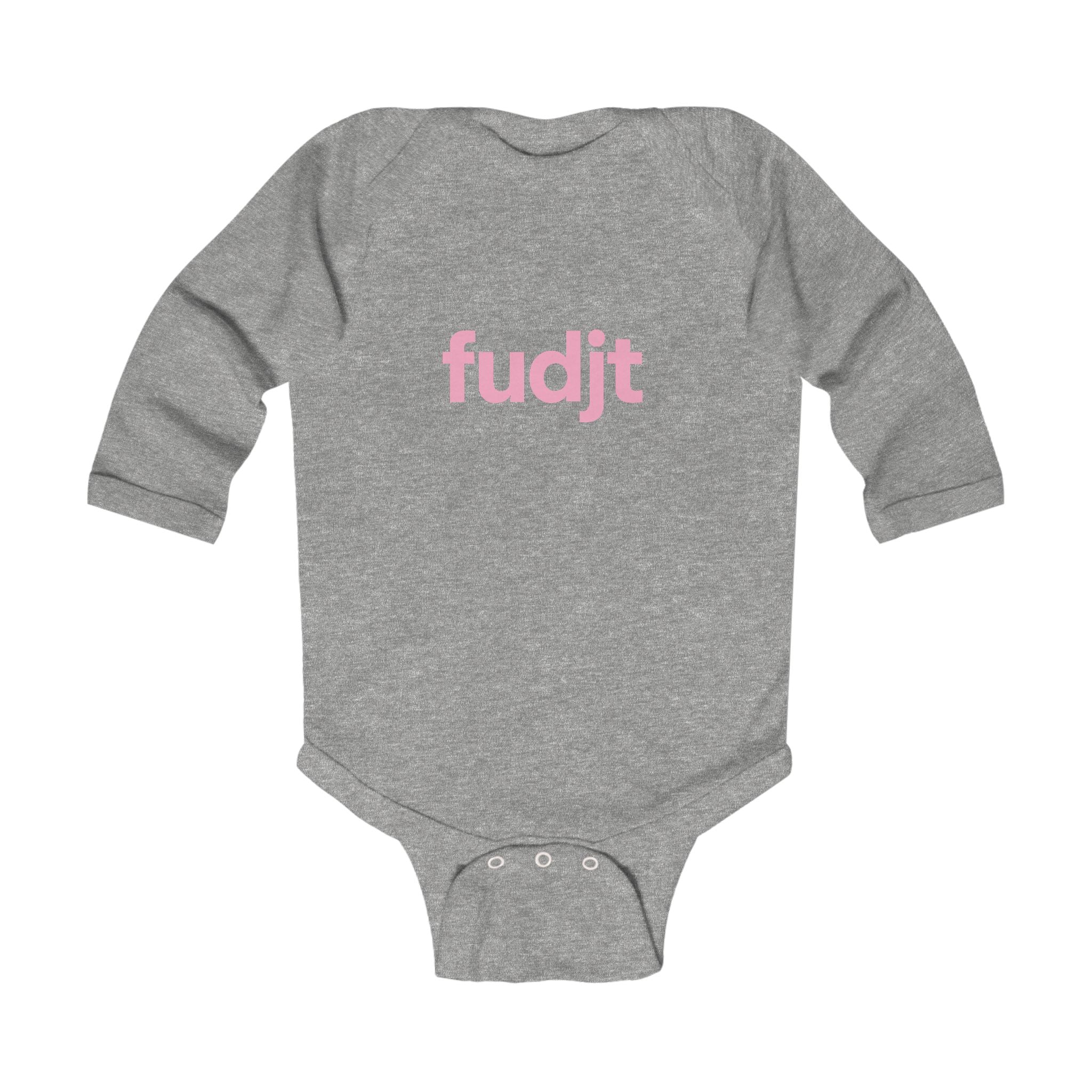 fudjt  Baby - Long Sleeve Bodysuit with Pink logo - Cute Onesie  | 7 Colors