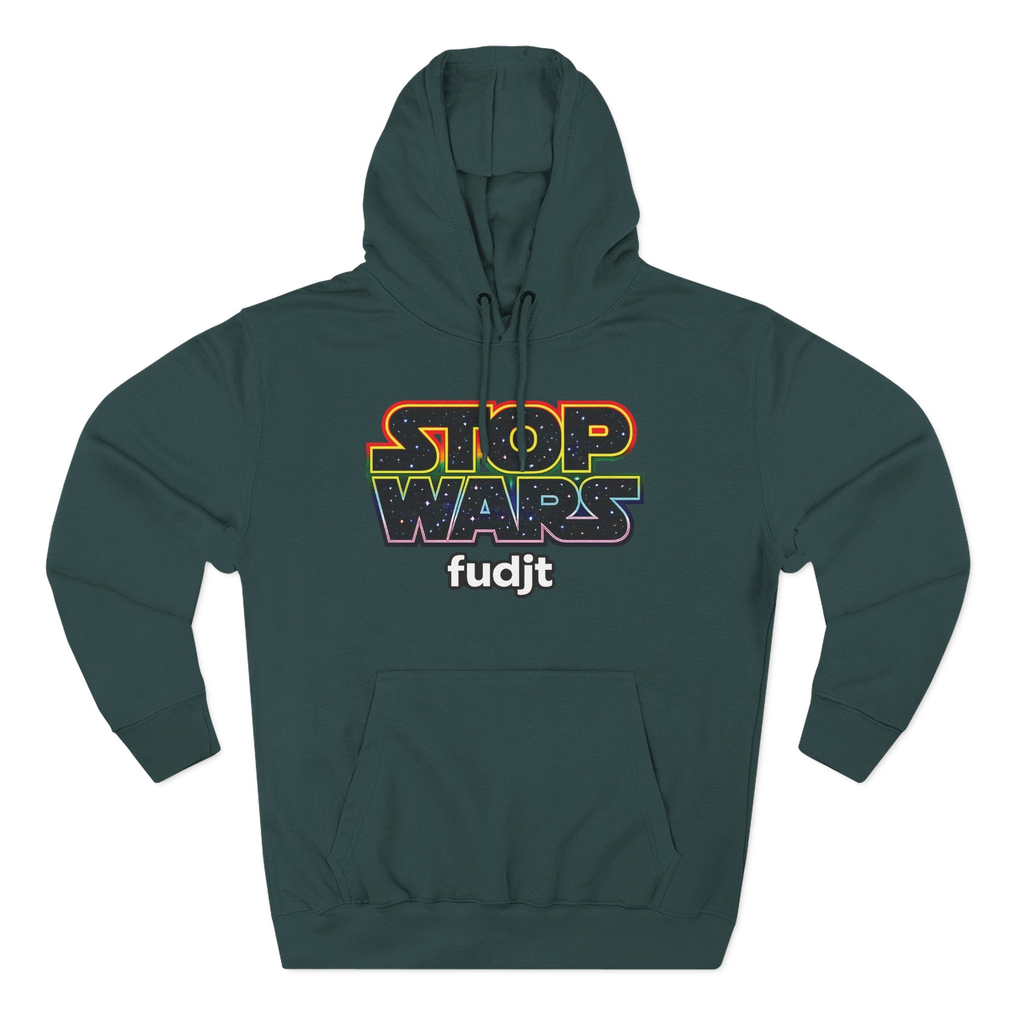 fudjt Stop Wars Hoodie – Premium Fleece Pullover with Retro Protest Graphic, White fudjt | 15 Colors