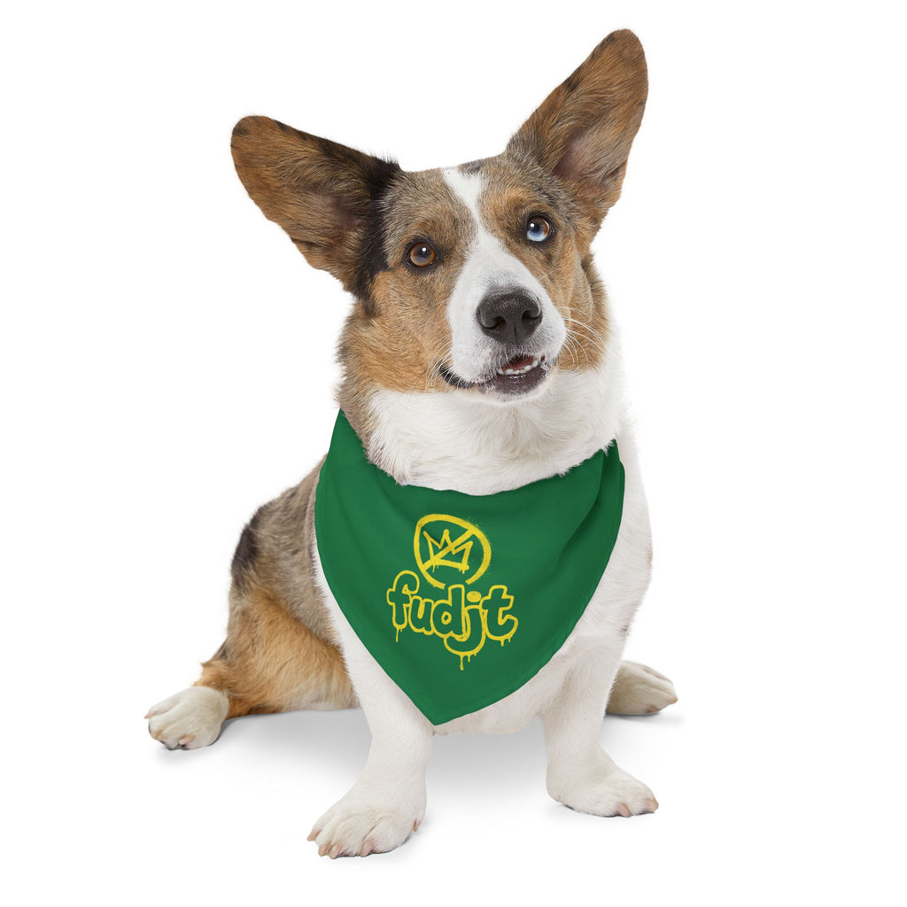 Dark Green Golden fudjt No Kings Bandana Collar for Dogs, Cats & More | 4 Sizes