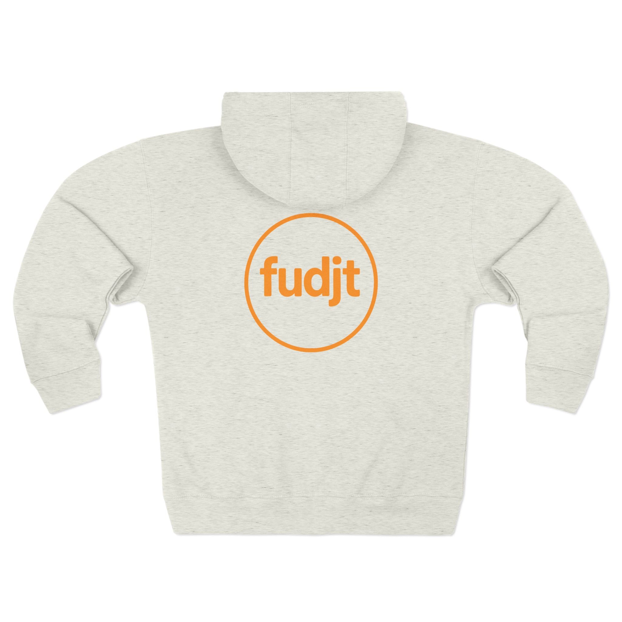 Orange fudjt Circle Zip Hoodie | Front & Back Graphic | 9 Colors