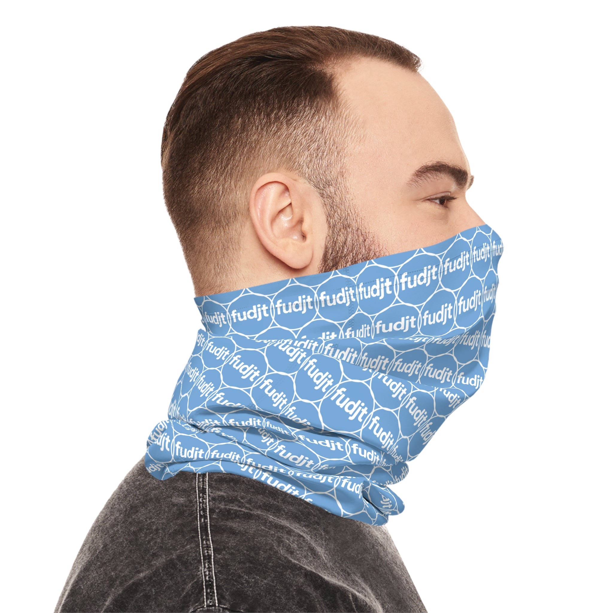 Light Blue & White fudjt Unbroken Chain 1.25 Neck Gaiter