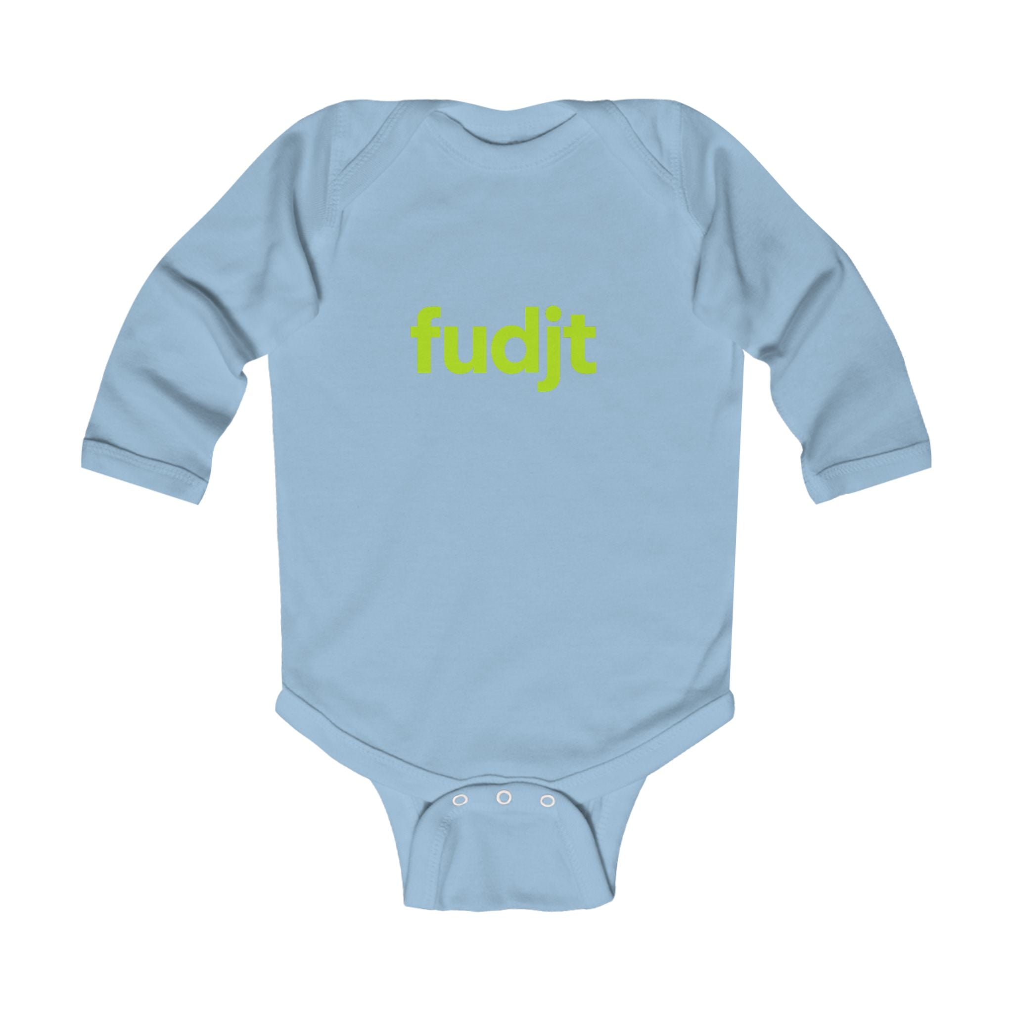 fudjt Baby - Long Sleeve Bodysuit with Lime logo - Cute Onesie | 7 Colors