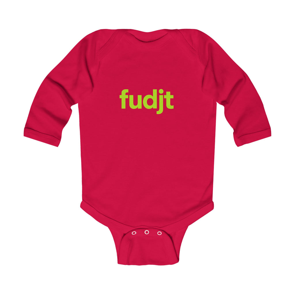 fudjt Baby - Long Sleeve Bodysuit with Lime logo - Cute Onesie | 7 Colors