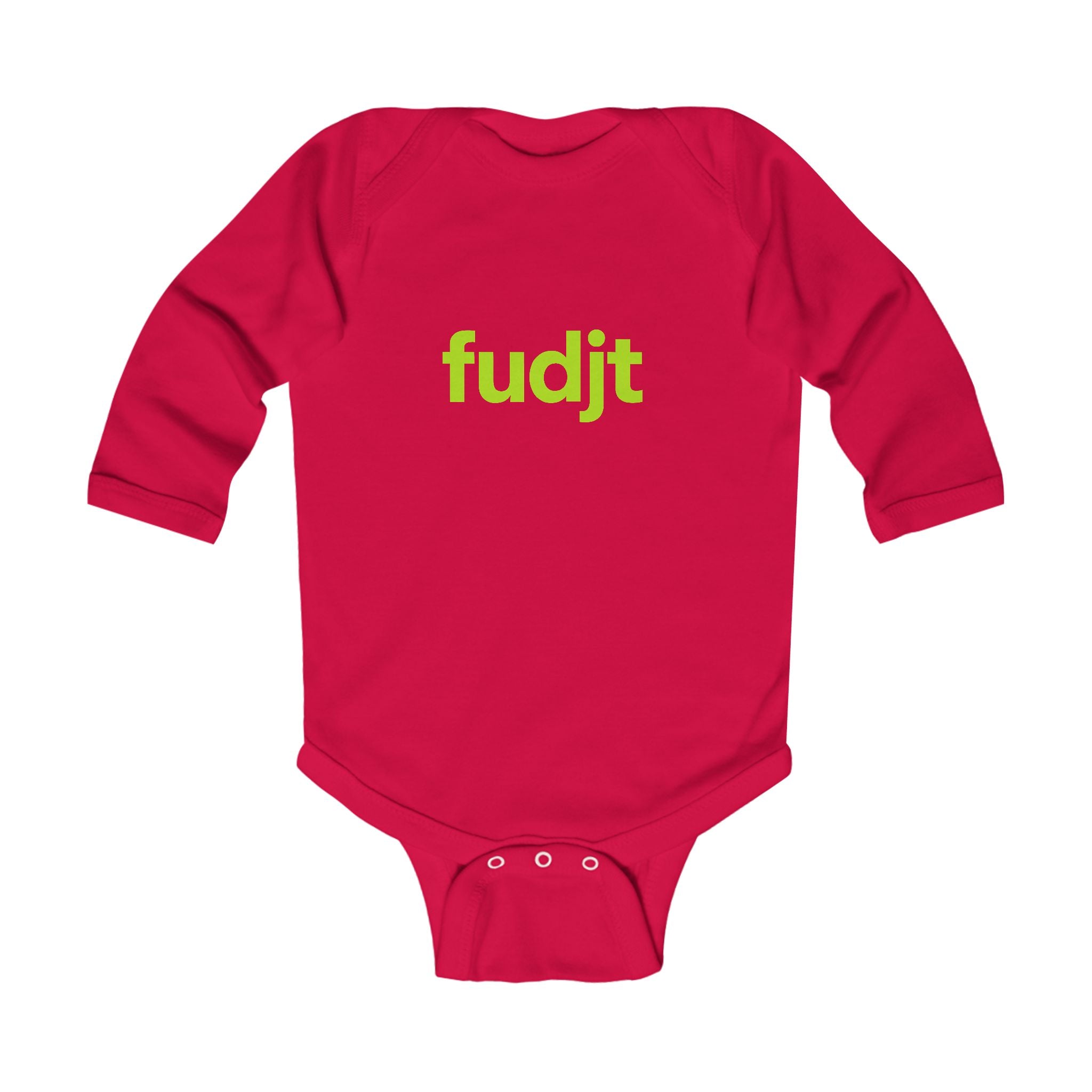fudjt Baby - Long Sleeve Bodysuit with Lime logo - Cute Onesie | 7 Colors