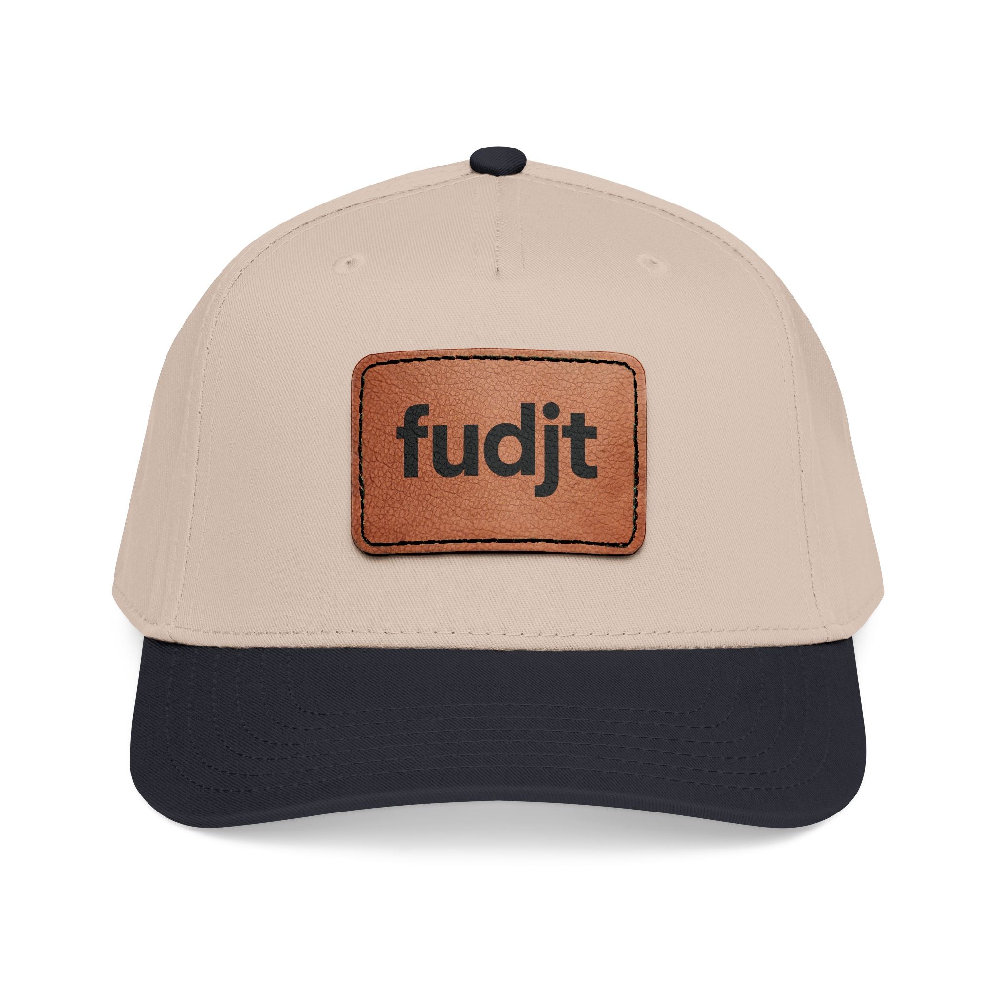 fudjt Leather Patch Baseball Cap — Mid Profile Trucker Hat | 30 Two-Tone Colors