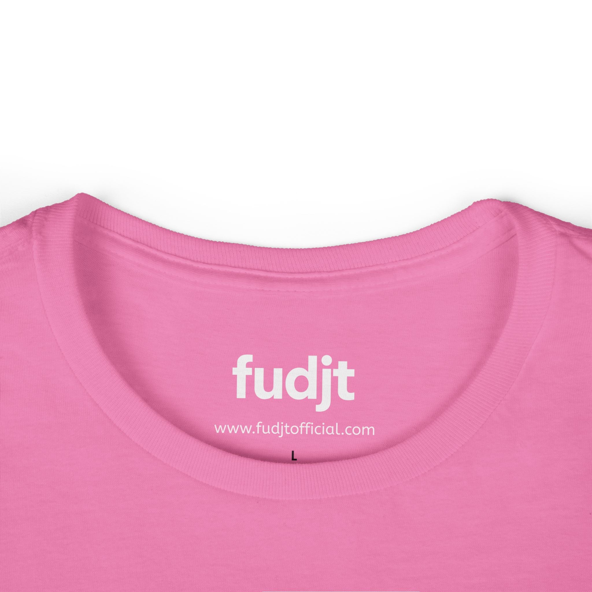 Women's White fudjt logo Comfy Stylie Tee | 12 Colors