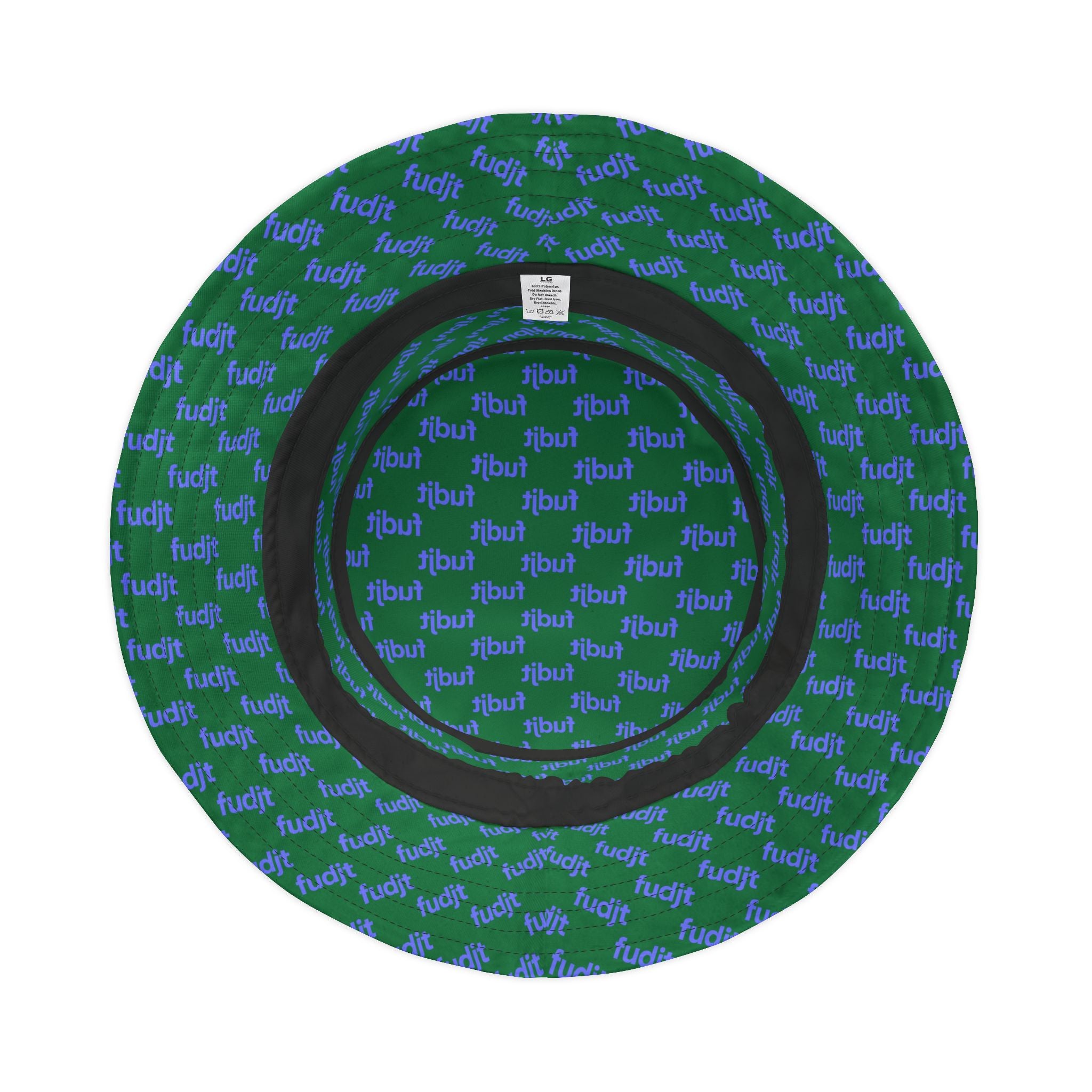 Trendy Light Blue fudjt All Over on Dark Green Bucket Hat