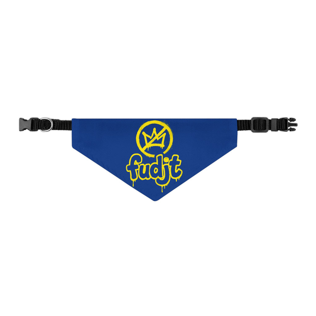 Dark Blue Golden fudjt No Kings Bandana Collar for Dogs, Cats & More | 4 Sizes