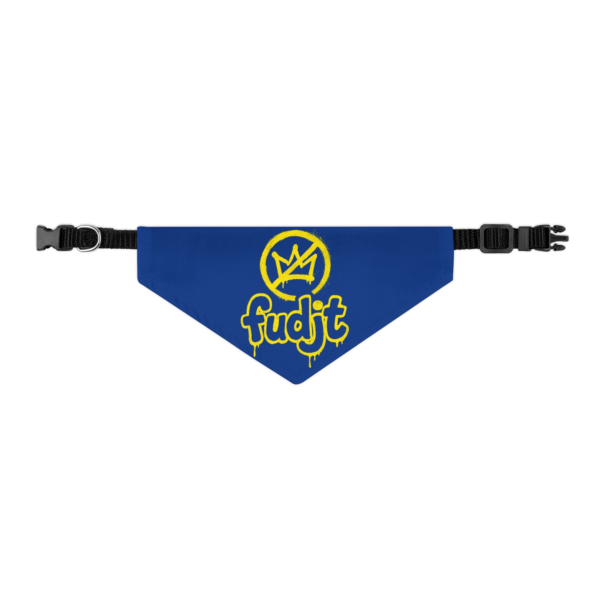 Dark Blue Golden fudjt No Kings Bandana Collar for Dogs, Cats & More | 4 Sizes