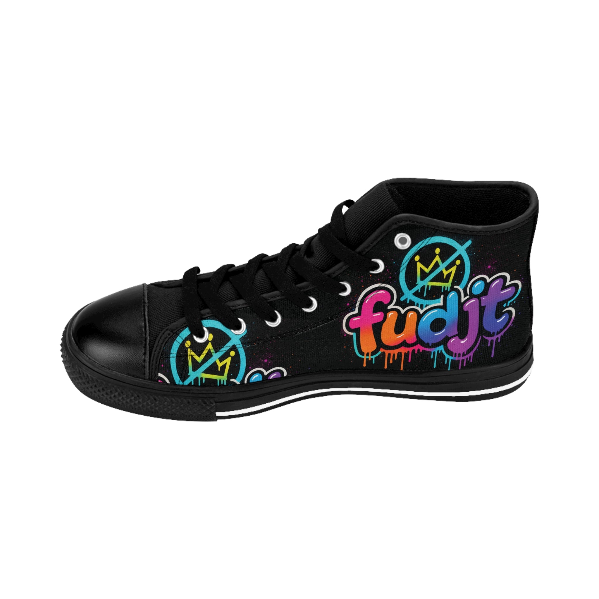 fudjt No Kings Clown Town Street Style Sneakers | Women & Girls Black & Bold High Top